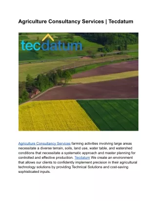 agriculture consultancy services tecdatum