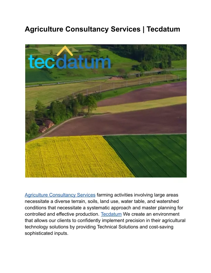 agriculture consultancy services tecdatum