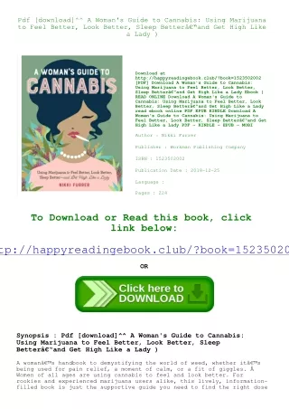 Pdf [download]^^ A Woman's Guide to Cannabis Using Marijuana to Feel Better  Loo