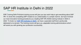 sap hr institute in delhi in 2022