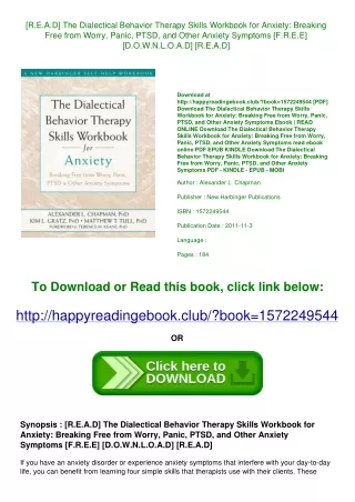 [R.E.A.D] The Dialectical Behavior Therapy Skills Workbook for Anxiety Breaking