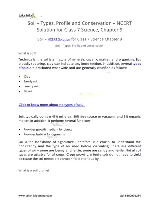soil types profile and conservation ncert