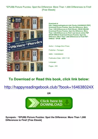 *EPUB$ Picture Puzzles Spot the Difference More Than 1 000 Differences to Find!