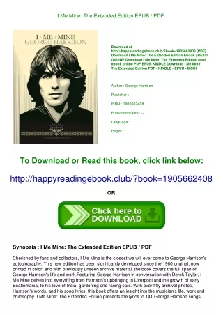 <(READ PDF EBOOK)> I Me Mine The Extended Edition EPUB / PDF