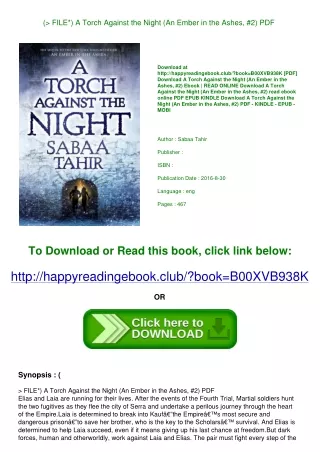 (<P.D.F.>> FILE*) A Torch Against the Night (An Ember in the Ashes  #2) PDF