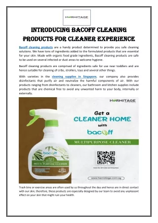 Introducing Bacoff cleaning products for cleaner experience