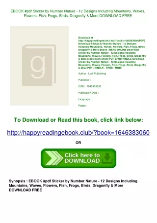 EBOOK #pdf Sticker by Number Nature - 12 Designs Including Mountains  Waves  Flo