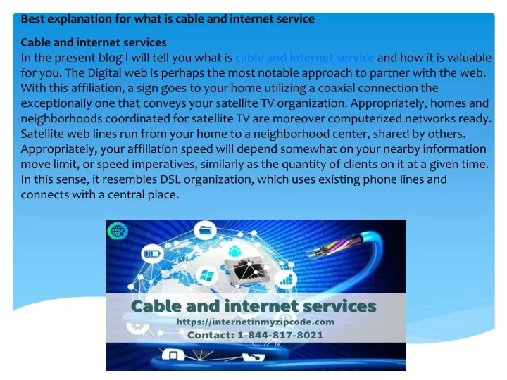 best explanation for what is cable and internet