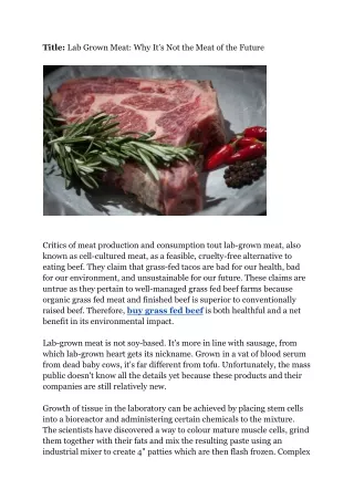Lab Grown Meat: Why It’s Not the Meat of the Future