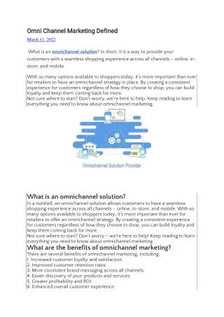 omni channel marketing defined omni channel