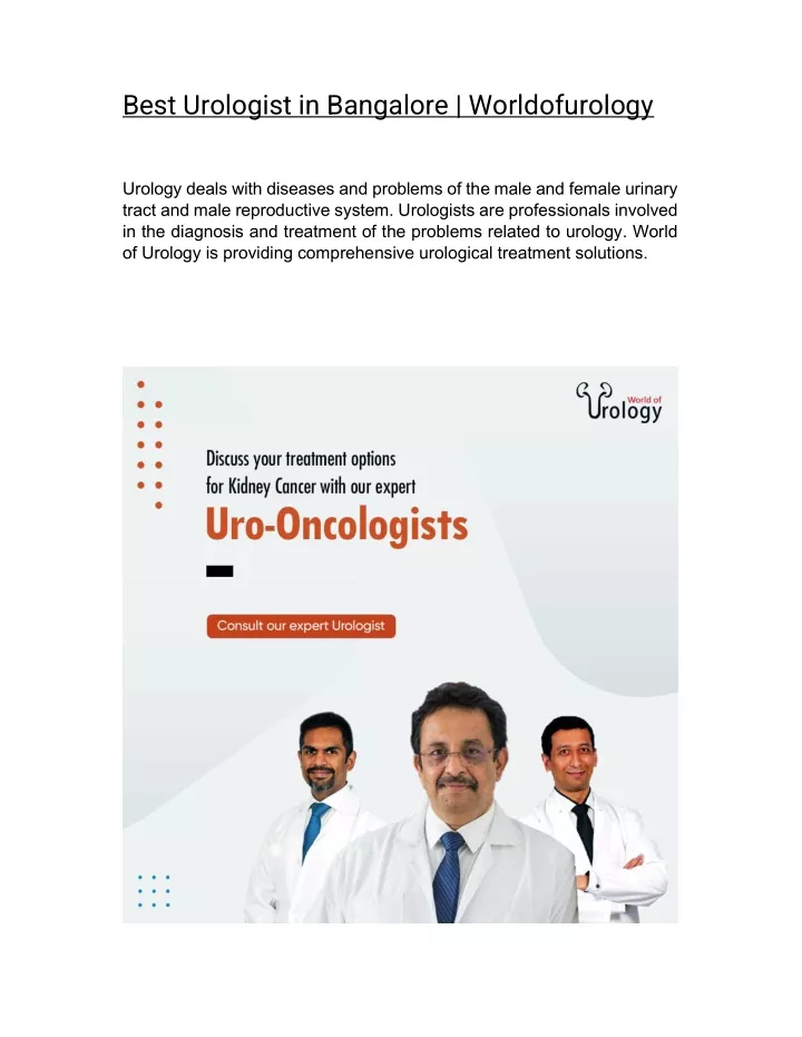 PPT - Best Urologist In Bangalore | Worldofurology PowerPoint ...