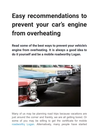 Easy recommendations to prevent your car’s engine from overheating