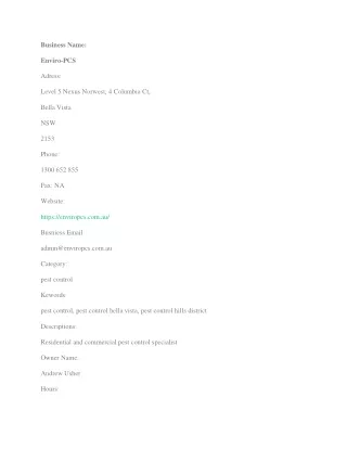 business name enviro pcs adress level 5 nexus