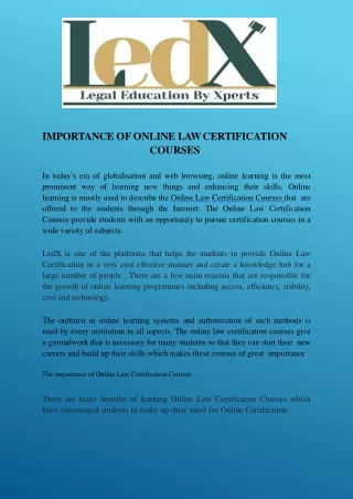 importance of online law certification courses