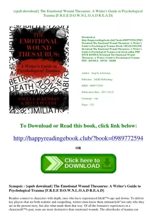 {epub download} The Emotional Wound Thesaurus A Writer's Guide to Psychological