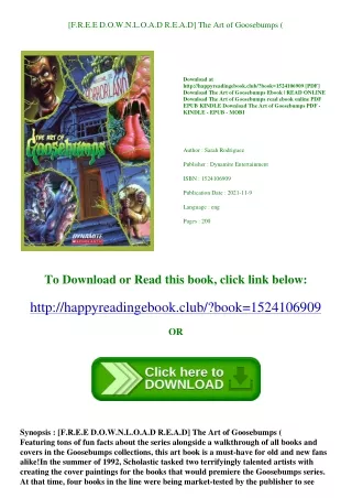 [F.R.E.E D.O.W.N.L.O.A.D R.E.A.D] The Art of Goosebumps (<DOWNLOAD*PDF}