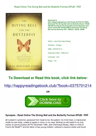 Read Online The Diving Bell and the Butterfly Forman EPUB / PDF