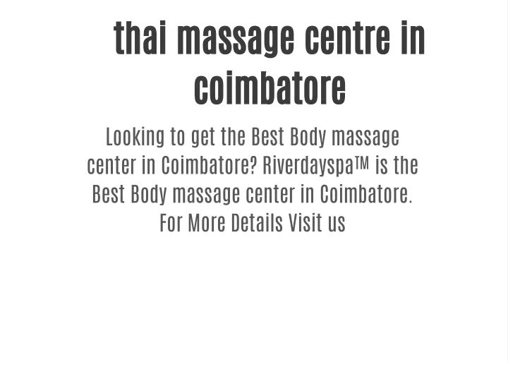 thai massage centre in coimbatore looking