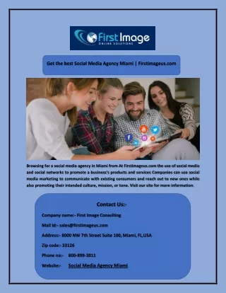 Get the best Social Media Agency Miami | Firstimageus.com