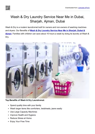 Wash & Dry Laundry Service Near Me in Dubai, Sharjah, Ajman, Dubai