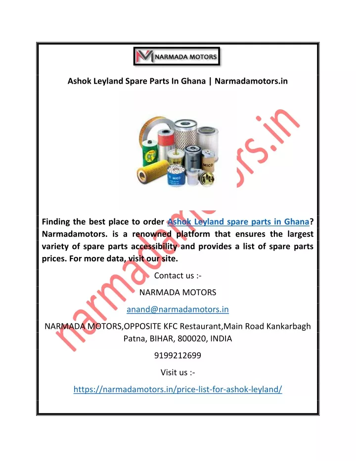 ashok leyland spare parts in ghana narmadamotors