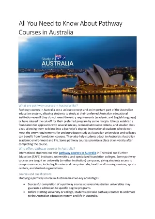 all you need to know about pathway courses