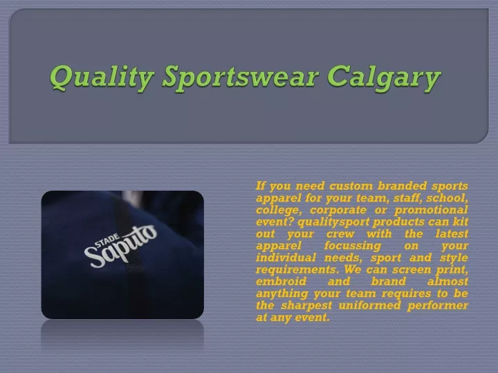 quality sportswear calgary