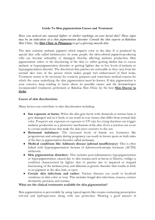 Raksha Clinic- Skin pigmentation-causes and treatment corrected.docx