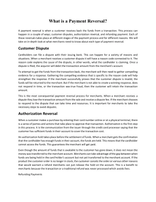 what is a payment reversal