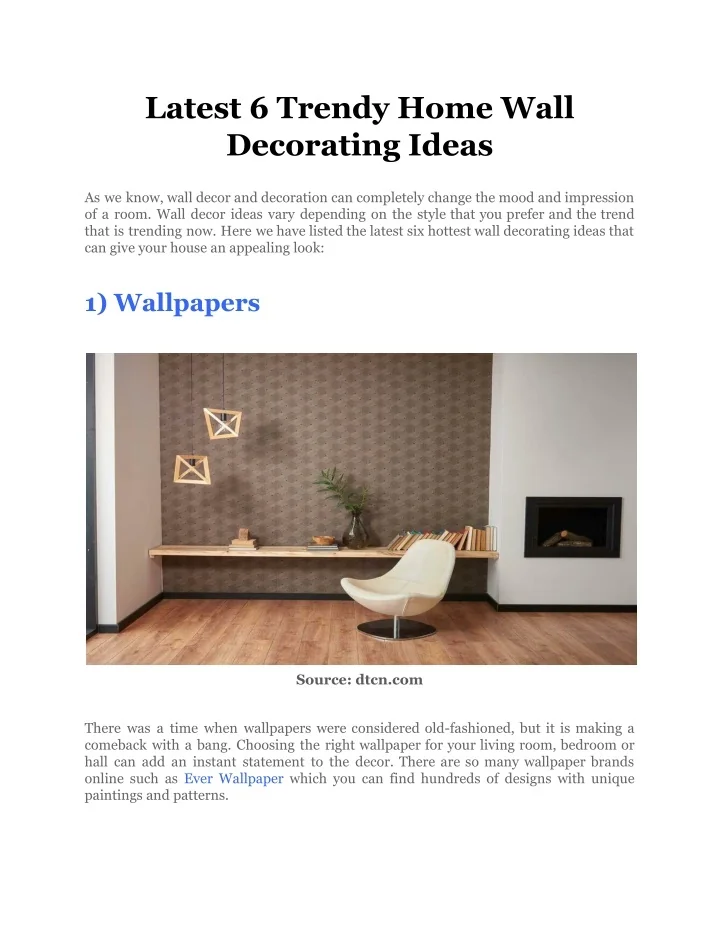 PPT - Latest 6 Trendy Home Wall Decorating Ideas PowerPoint ...