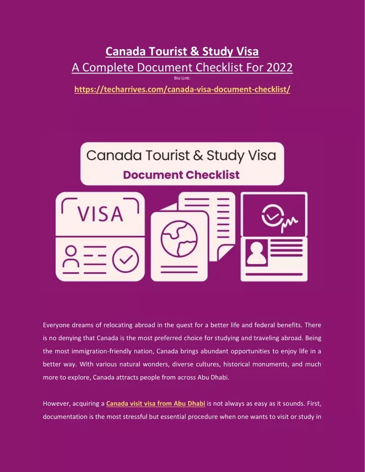 canada tourist study visa a complete document