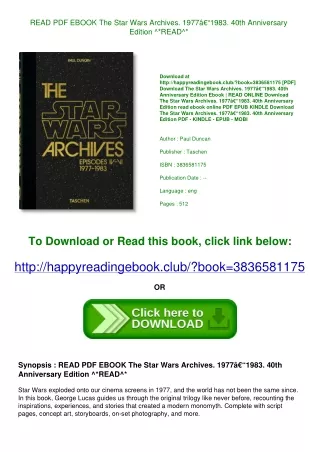 READ PDF EBOOK The Star Wars Archives. 1977â€“1983. 40th Anniversary Edition ^*R