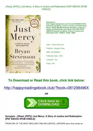 ((Read_[PDF])) Just Mercy A Story of Justice and Redemption [PDF EBOOK EPUB KIND