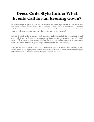 dress code style guide what events call