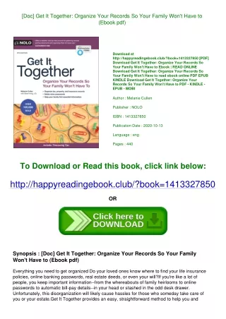 [Doc] Get It Together Organize Your Records So Your Family Won't Have to (Ebook