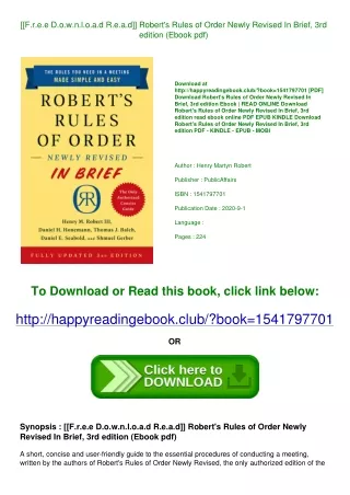 [[F.r.e.e D.o.w.n.l.o.a.d R.e.a.d]] Robert's Rules of Order Newly Revised In Bri