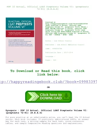 <*READ*> PDF 10 Actual  Official LSAT Preptests Volume VI (preptests 72-81) [R.E