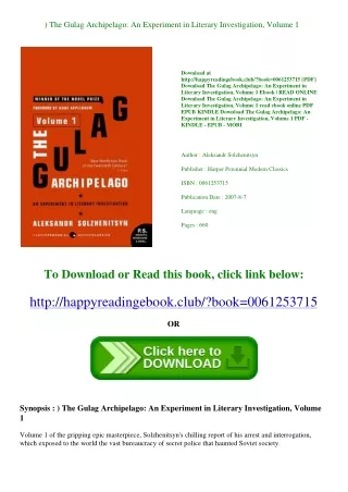 <^READ>) The Gulag Archipelago An Experiment in Literary Investigation  Volume 1