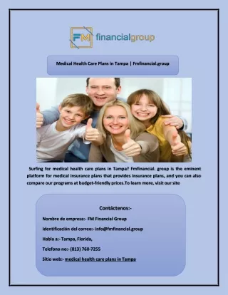 Medical Health Care Plans in Tampa | Fmfinancial.group