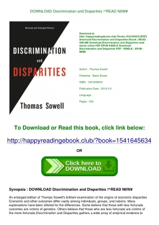 DOWNLOAD Discrimination and Disparities !^READ N0W#