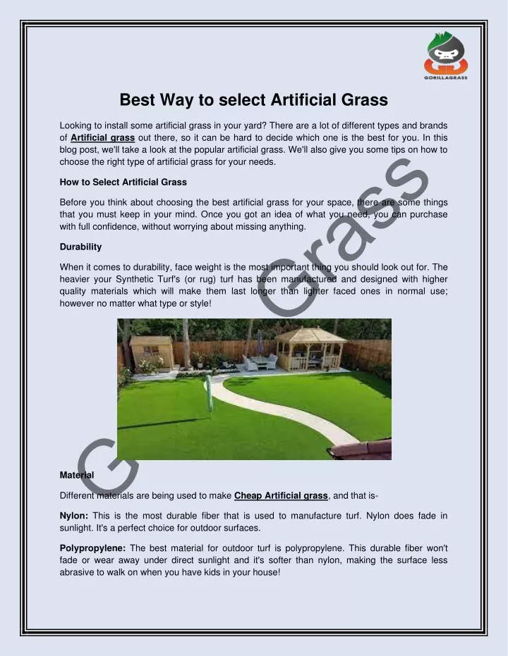 best way to select artificial grass