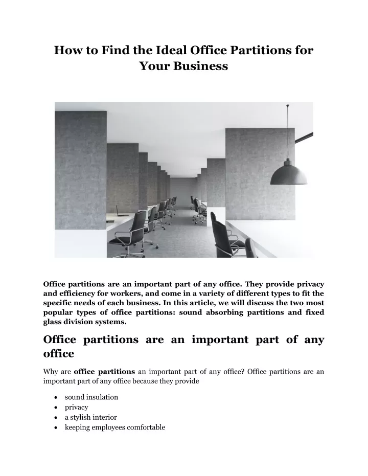 how to find the ideal office partitions for your