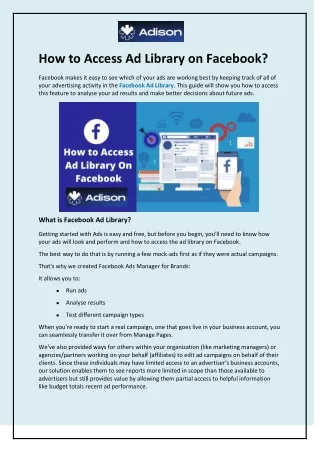 How to Access Ad Library On Facebook