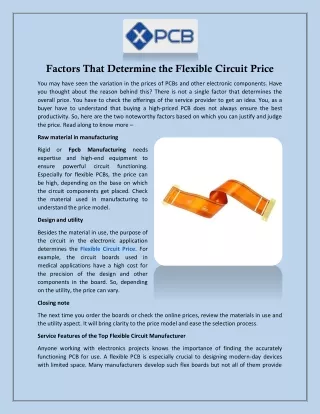 factors that determine the flexible circuit price