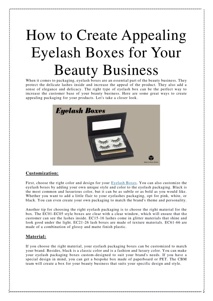 how to create appealing eyelash boxes for your