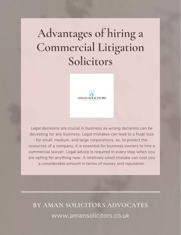 advantages of hiring a commercial litigation