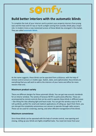 build better interiors with the automatic blinds