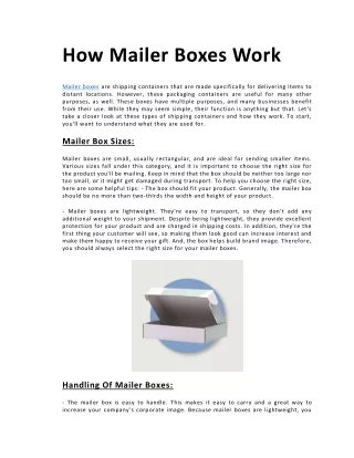 how mailer boxes work