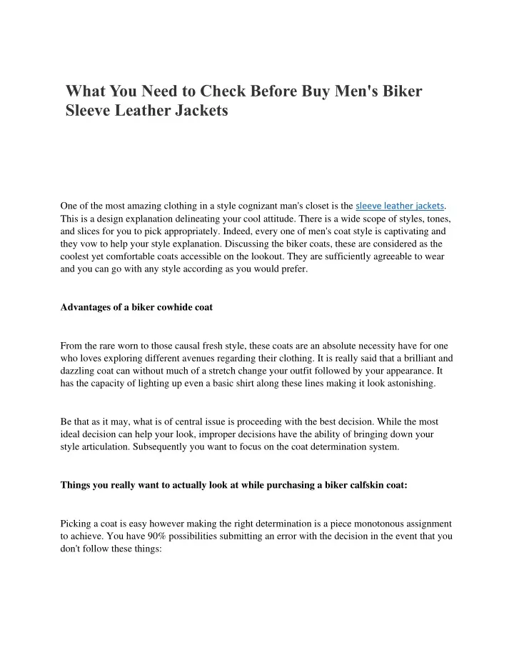 what you need to check before buy men s biker