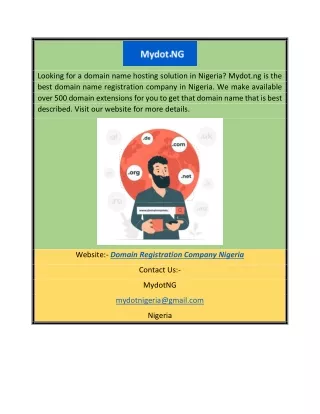 Domain Registration Company Nigeria  Mydot.ng